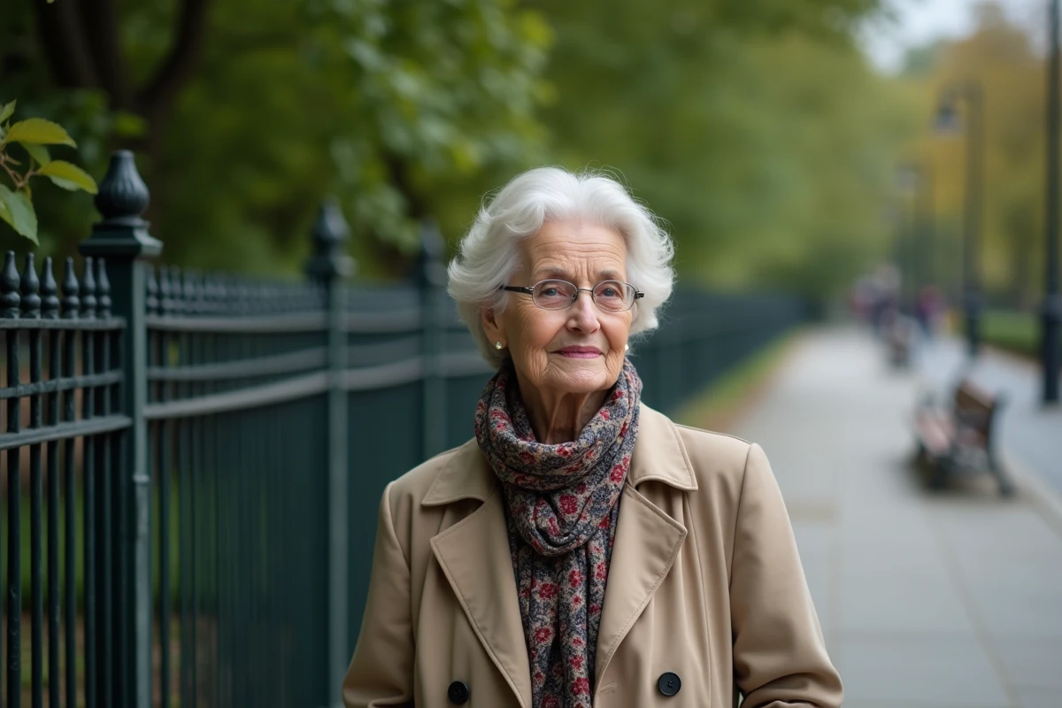 Femme âgée marchant près d